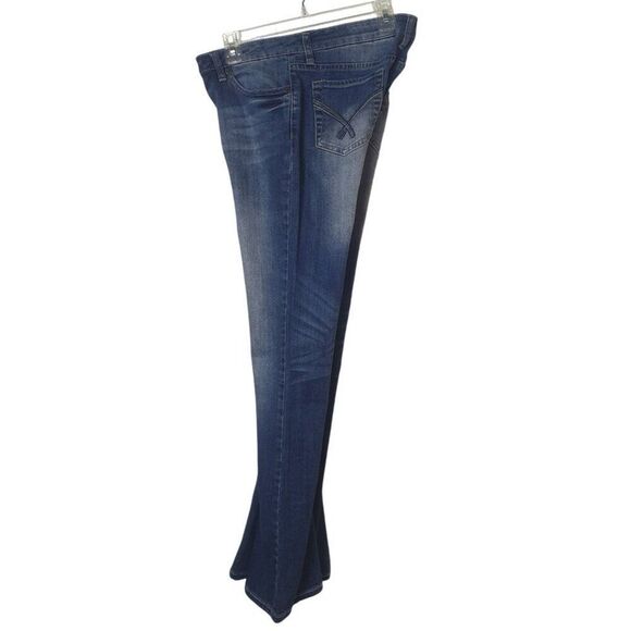 Vanity Womens Bootcut Jeans 28x33 Blue Denim Cowgirl Embroidered Low Rise Street - Picture 2 of 8